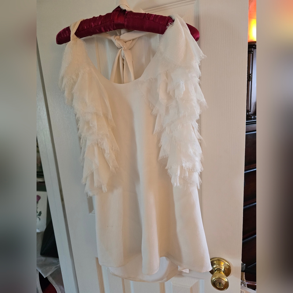 Alice & Olivia Silk Ruffled Halter Top